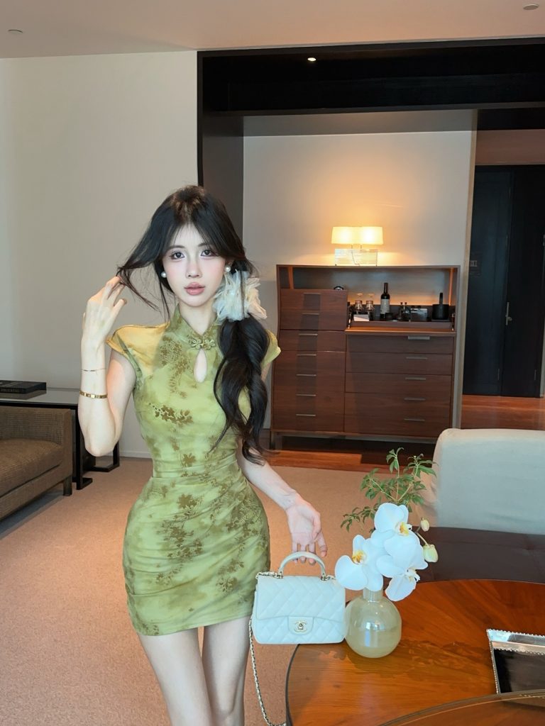 New Chinese Style Qipao Bodycon Dress Summer Short Sleeve