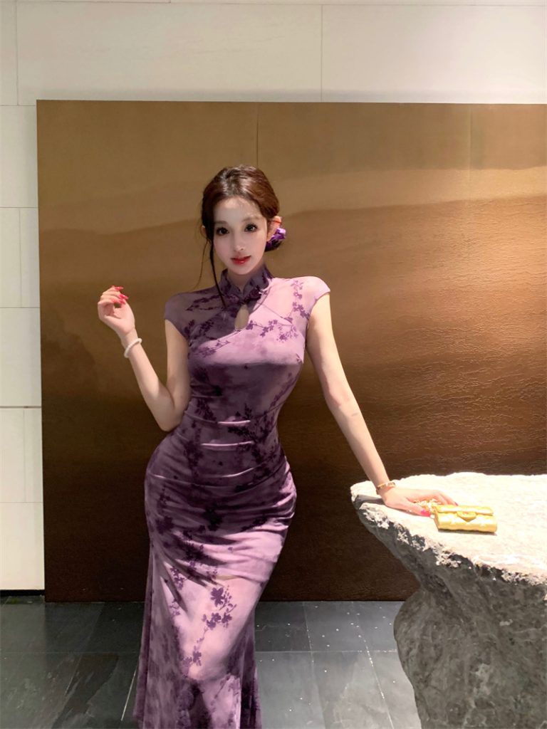 New Chinese Style Qipao Dress Summer Fishtail Long Dress