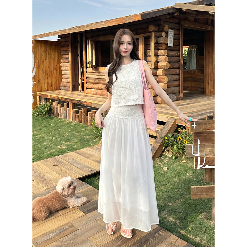 French Style Embroidered Top and Skirt Two-Piece Set for Women Summer
