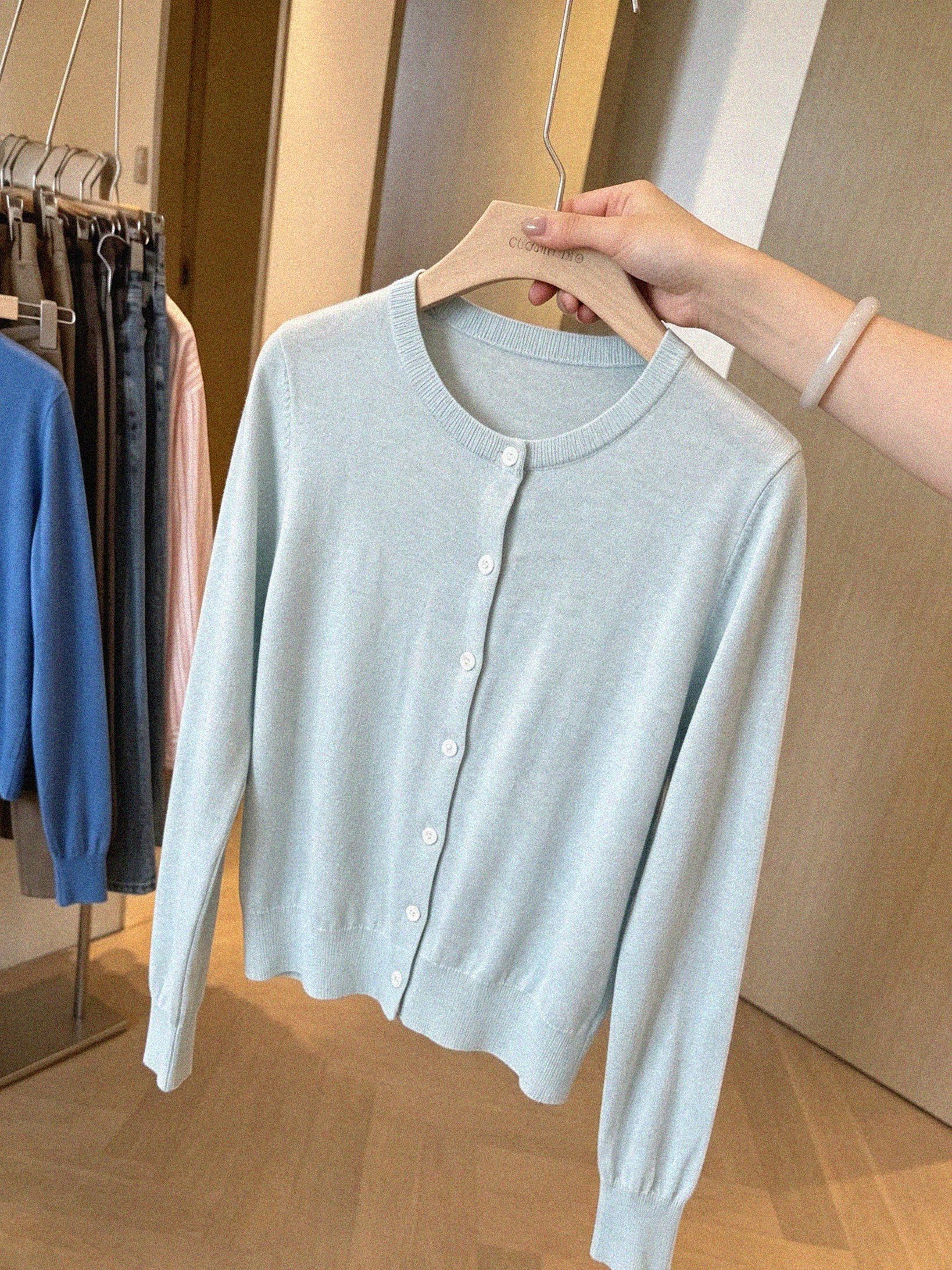 2026 Spring Summer Korean Dongdaemun Soft Fine Knit Single-Breasted Cardigan - Image 4